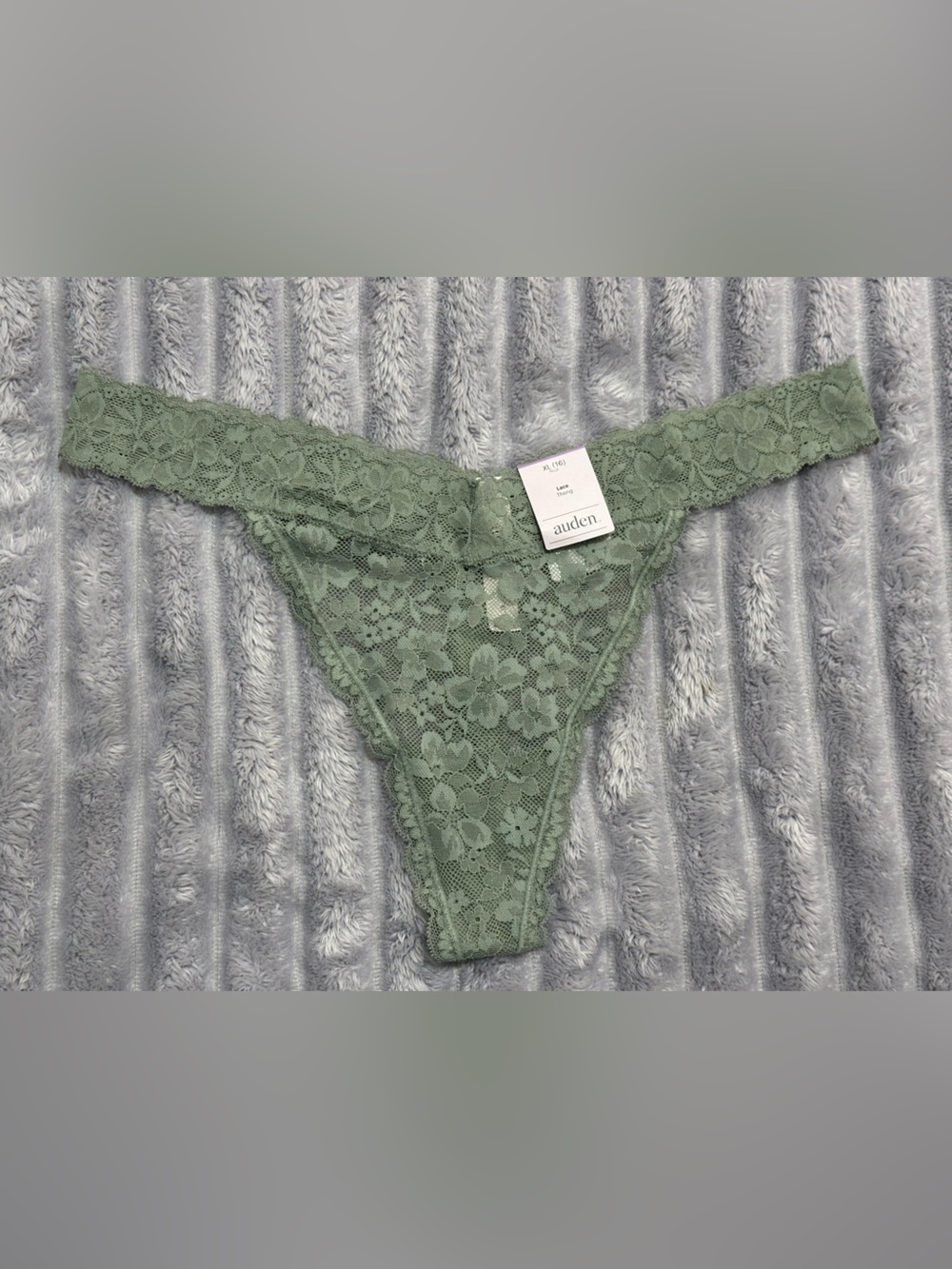 Auden Sage Green Floral Lace Thong
